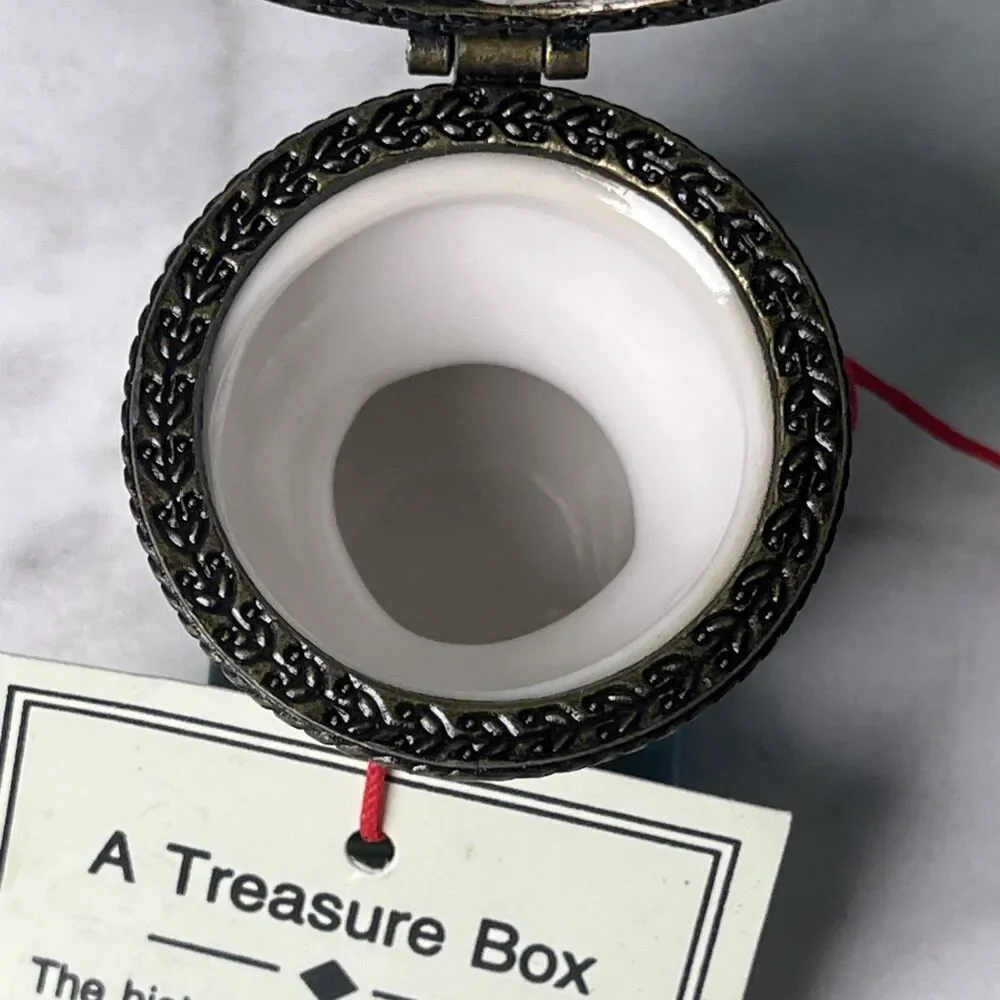 Ceramic apple & books ring or trinket box - Treasures Box teacher gift school